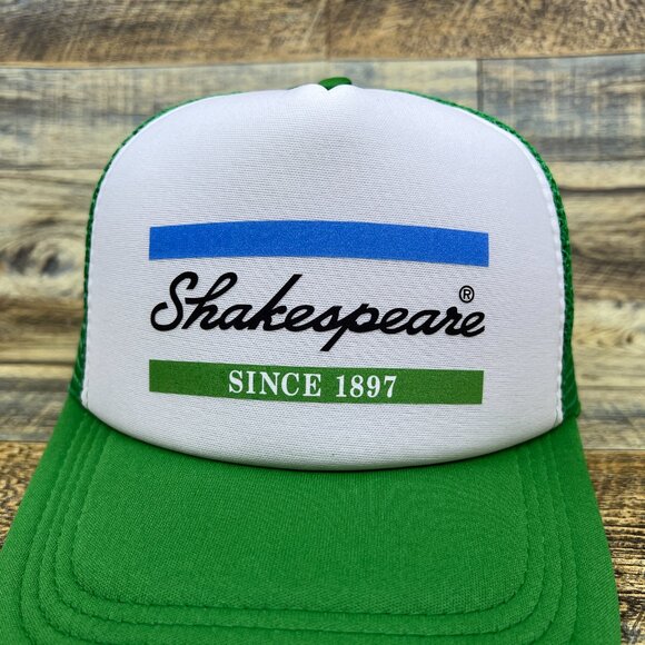 Shakespeare Mens Trucker Hat Green Snapback Fly Fishing Throwback Cap - Picture 3 of 8